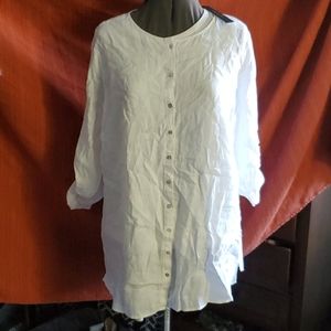 Tahari White Linen Tunic